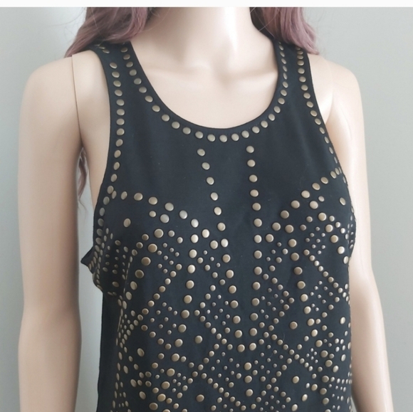 Sparkle & Fade dress black tank bodycon midi studded sleeveless - Picture 3 of 14